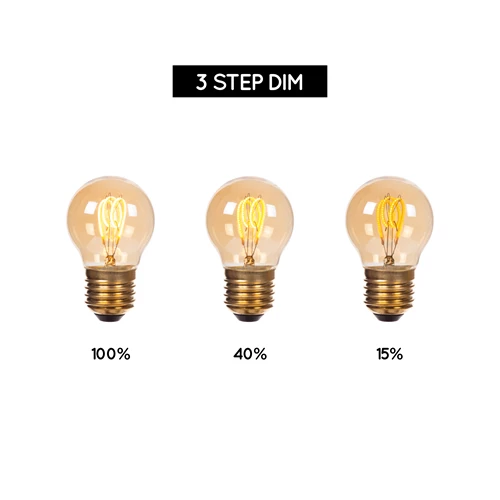 Lucide G45 - Glühfadenlampe - Ø 4,5 cm - LED 3 StepDim (Memory) - E27 - 1x3W 2200K - Amber - detail 1
